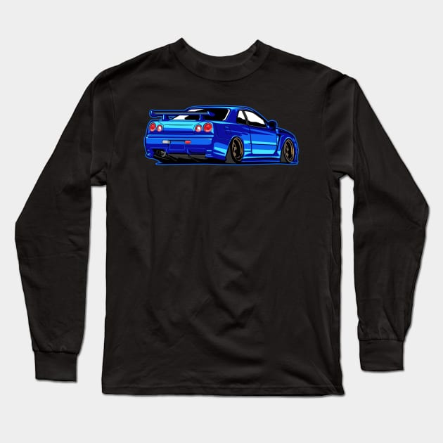 NISSAN skyline r34 gtr godzilla jdm japan paul walker fast and furious Long Sleeve T-Shirt by ASAKDESIGNS